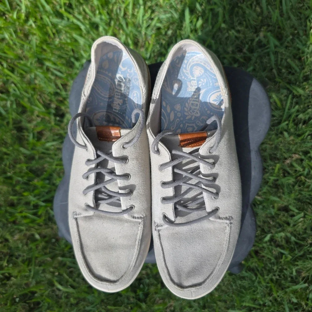 OluKai Nohea Moku Mens Fog Grey Canvas Boat Shoes Sneaker 10283-FGFG (A26)